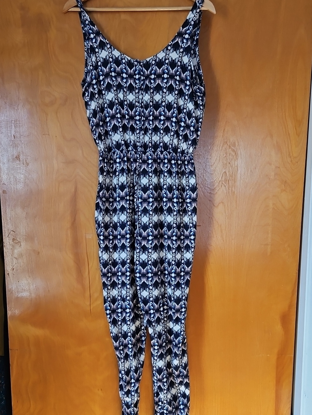 Patterned Black & White Women's Jumpsuit